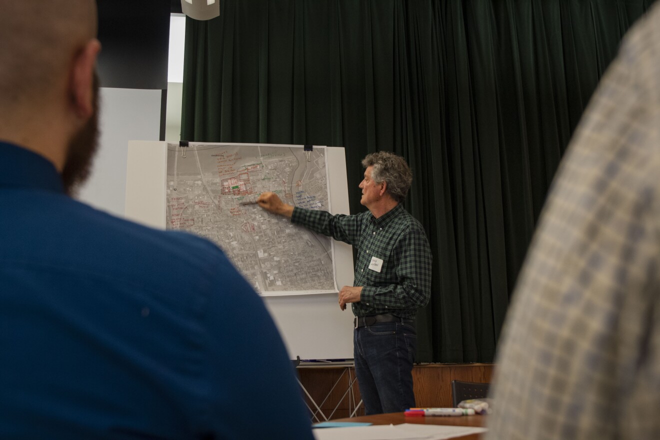 A Covington community member presents his group's ideas for rezoning.